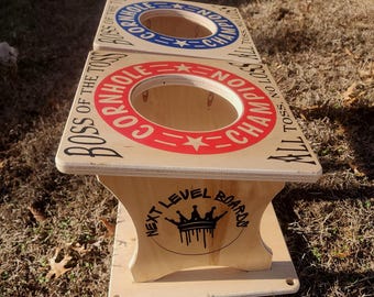 Cornhole Airmail Trainer Box. Play on the go. 30 second Assembly/Disassemby (No Tools Required). Carry Bag and yard stakes included.