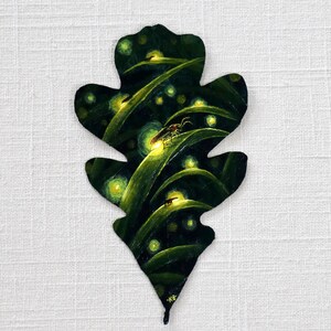 Let the Light In - Lightning Bug Painting - Leaf Art Print