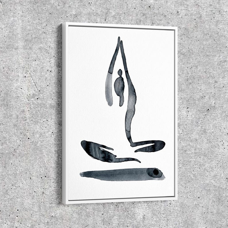 Minimalist Yoga Art Print, Abstract Ink Painting, Zen Meditation Decor ...