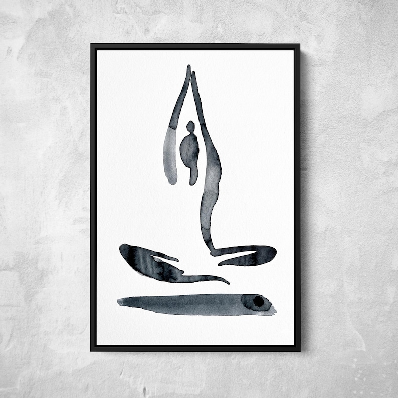 Minimalist Yoga Art Print, Abstract Ink Painting, Zen Meditation Decor ...