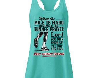 Camiseta sin mangas divertida para corredoras, camiseta de entrenamiento con oración para correr, camiseta de gimnasio para mujer, camiseta de entrenamiento para maratón, regalo de fitness cardiovascular para ella.