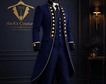 Navy Blue Prince Style Tailcoat