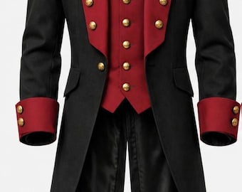 Black & Red Tailcoat with Golden Buttons