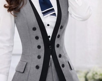 Chic Tailored Vest Suit Set – Modern Office Elegance