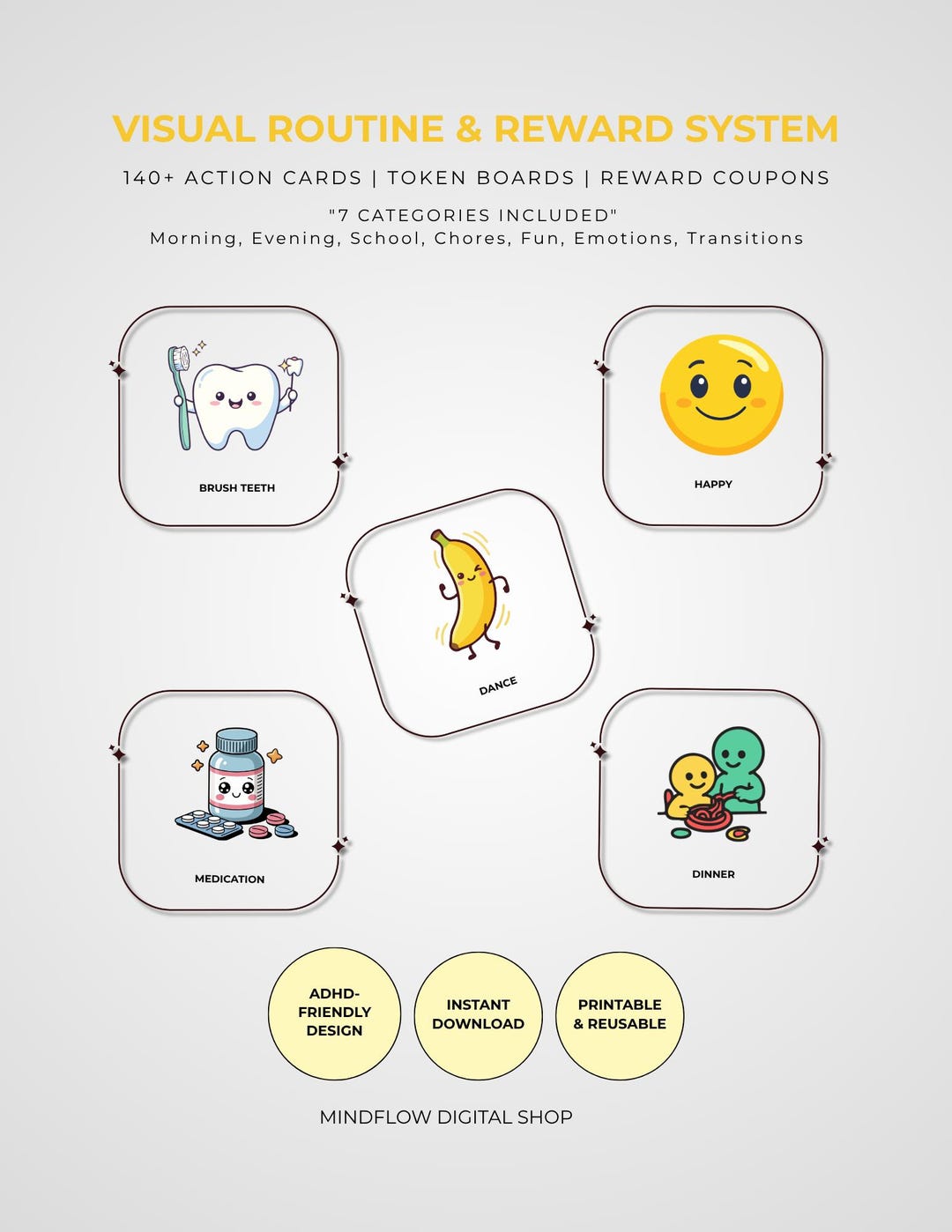 Kids Visual Schedule ADHD Routine Cards Daily Chore Chart and Executive ...