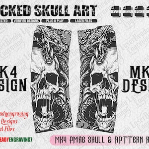 LASER READY P MAG Skull & Damascus Pattern Design — Tactical Polymer Magazine Laser Engraving File Svg Dxf Png for men
