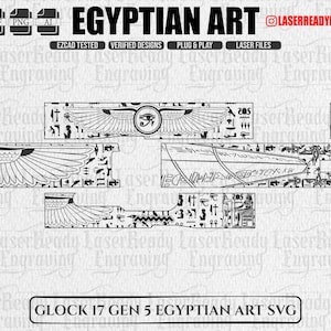 Glock 17 Gen 5 Egyptian Pharaoh Laser Engraving Design — Customizable Vector SVG DXF for Men