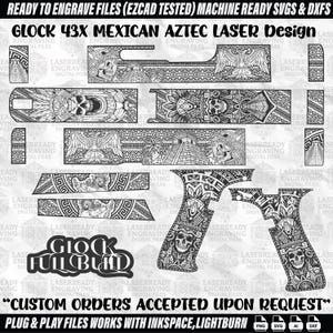Glock 43X Aztec Laser Engraving Design — Customizable Vector SVG DXF for Men