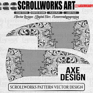 Axe Scroll Design | Laser Ready Engraving Files (Digital Download) SVG DXF PNG