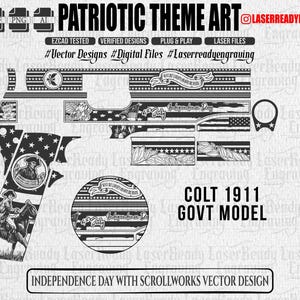 C-1911 Government Model Independence Day Design | Laser Ready Engraving Files (Digital Download) SVG DXF PNG