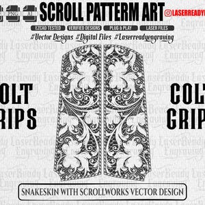 Colt Grips Scroll & Snakeskin Design | Lasergraveerbestanden (digitale download) SVG DXF PNG