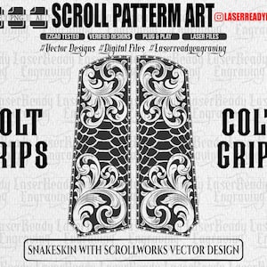 C-1911 Grips Scrollwork & Snakeskin Pattern Design | Laser Ready Engraving Files (Digital Download) SVG DXF PNG