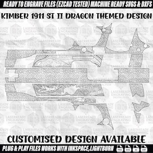 LASER READY Kimber 1911 Dragons & patterns Engraving Design — Customizable Vector Svg Dxf