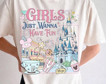 Castillo de Disneyland retro de los 90: Chicas que solo quieren divertirse, viaje PNG, Minnie y Daisy, chicas, pareja, viaje, camiseta, viaje de chicas Disney