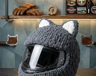 Plüsch-Motorradhelm mit Katzenohren