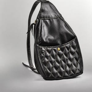 VTG90s Pequin Stripe style Teardrop Backpack Triangle Sling Convertible Strap Fendi pequin backpack - Gem main image 4