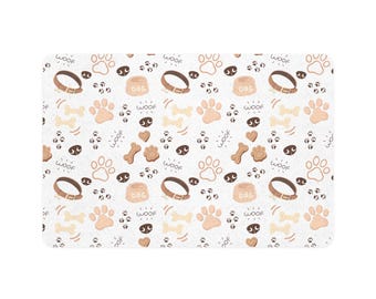 Dog Pattern Pet Food Mat | Dachshund Paw Print Placemat (12x18)