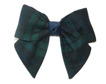 Black Watch Plaid Hair Bow - Black Watch, Black Watch Hair Bow, Blackwatch Hair Bows, School Uniform Hair Bows, Plaid Hair Bows, Plaid 79