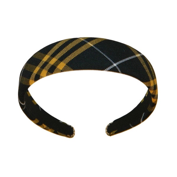 Black & Gold Plaid 1.5" Headband - Black and Yellow Headband, Plaid Headbands, Plaid 2V, Black and Yellow Gold Plaid, Bumble bee Plaid