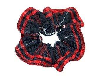 Navy & Red Plaid Scrunchie - School Uniform Scrunchies, Navy and Red Plaid, School Plaid Scrunchies, School Uniform Plaid 36, Hamilton Plaid