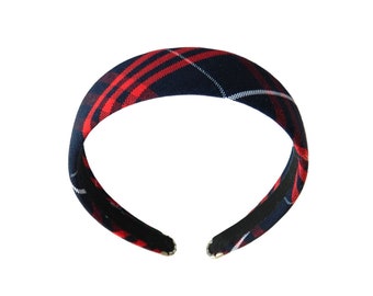 Navy & Red Plaid 1.5&quot; Headband - School Uniform Headbands, Plaid Headbands, Plaid 36, Navy and Red Plaid, Plaid 36, Hamilton Plaid, Plaid 37