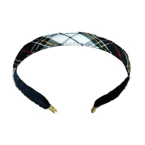 Navy, White, & Red Plaid Thin Headband - School Uniform Headbands, School Plaid Headbands, Plaid Headbands, Plaid 8B, Marymount Plaid