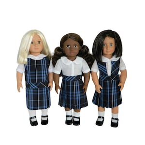 Navy & Blue Plaid 3D Doll Uniform Set - 18&quot; Doll School Uniform, Plaid Doll School Uniform, School Plaid 3D, AG Plaid Doll School Uniform,