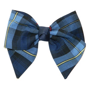 Navy, Red & Yellow Plaid Hair Bow - School Uniform Hair Bows, Plaid Hair Bows, School Uniform Plaid Bows, Plaid 41, Plaid 41 Hair Bows
