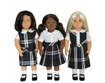 Plaid 60 Doll Uniform Set - 18" Doll Uniform, Plaid Doll Uniforms, School Plaid 60, Doll School Uniforms, 18" Doll School Uniform, Plaid 60
