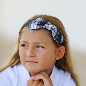Navy, White & Red Plaid Celia Headband - School Uniform Headbands, Plaid Headbands, Marymount Plaid, School Plaid Headbands, School Plaid 8B