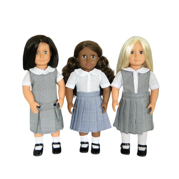 Navy or Black Glen Plaid Doll Uniform - Glen Plaid Doll School Uniform, 18" Doll Uniform, AG Doll School Uniform, Plaid Doll School Uniforms