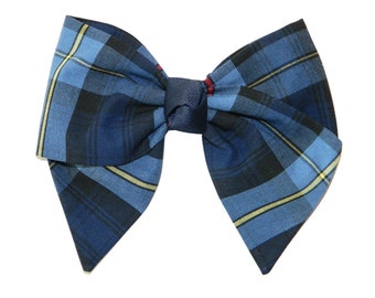 Navy, Red & Yellow Plaid Hair Bow - School Uniform Hair Bows, Plaid Hair Bows, School Uniform Plaid Bows, Plaid 41, Plaid 41 Hair Bows
