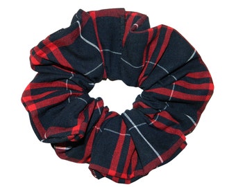 Navy & Red Plaid Oversized Scrunchie - School Uniform Scrunchies, Navy and Red Plaid, Plaid Scrunchies, Hamilton Plaid, Plaid 36, Plaid 37