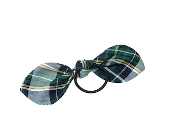 Green, Navy & Yellow Plaid Hair Tie - School Uniform Plaid Scrunchies, Plaid 1B, Christopher Plaid, Plaid Hair Ties, Plaid Hair Elastics