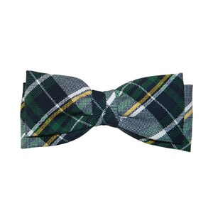 Green, Navy & Yellow Plaid Double Tuxedo Hair Bow - School Uniform Hair Bows, School Plaid 1B, School Plaid Hair Bows, Christopher Plaid