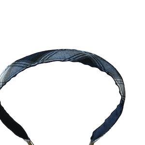 Navy & White Plaid Thin Headband - School Uniform Plaid Headbands, Navy and White Plaid, School Plaid Headbands, School Plaid 64, Plaid 64