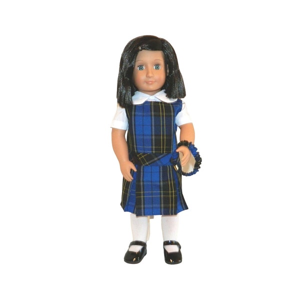 Royal, Black & Yellow Plaid Doll Uniform - Doll School Uniform, 18" Doll Uniform, Doll Plaid School Uniform, Uniform Plaid 92, Mayfair Plaid
