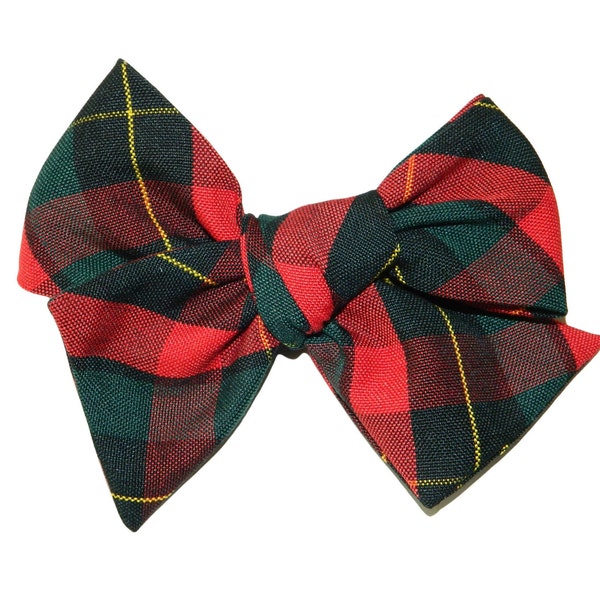 Red & Green Plaid Butterfly Hair Bow - School Uniform Hair Bows, Plaid Hair Bows, Plaid 66, School Plaid 66, Red and Hunter Green Plaid