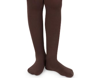 Girl's Brown Microfiber or Pima Cotton Tights School Uniform