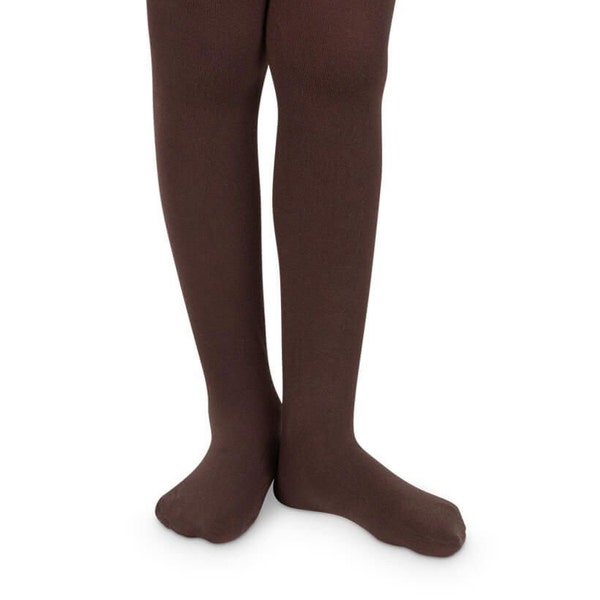 Girl's Brown Microfiber or Pima Cotton Tights - School Uniform Tights, School Uniform Socks, Brown Tights, Girl's Brown Tights