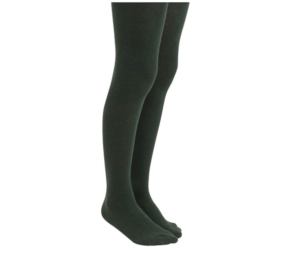 Girl's Hunter Green Organic Cotton Tights School Uniform Tights