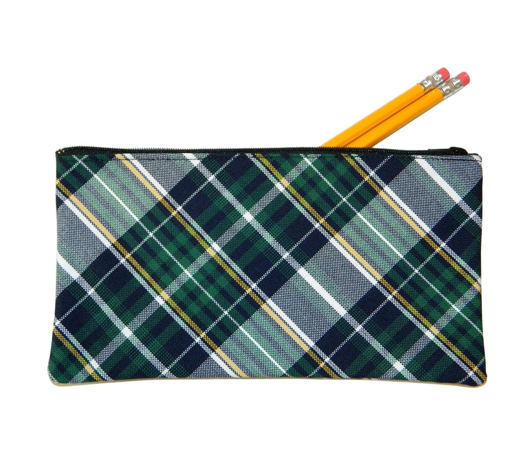 Green, Navy & Yellow Plaid 1B Pencil Case - School Uniform Plaid ...