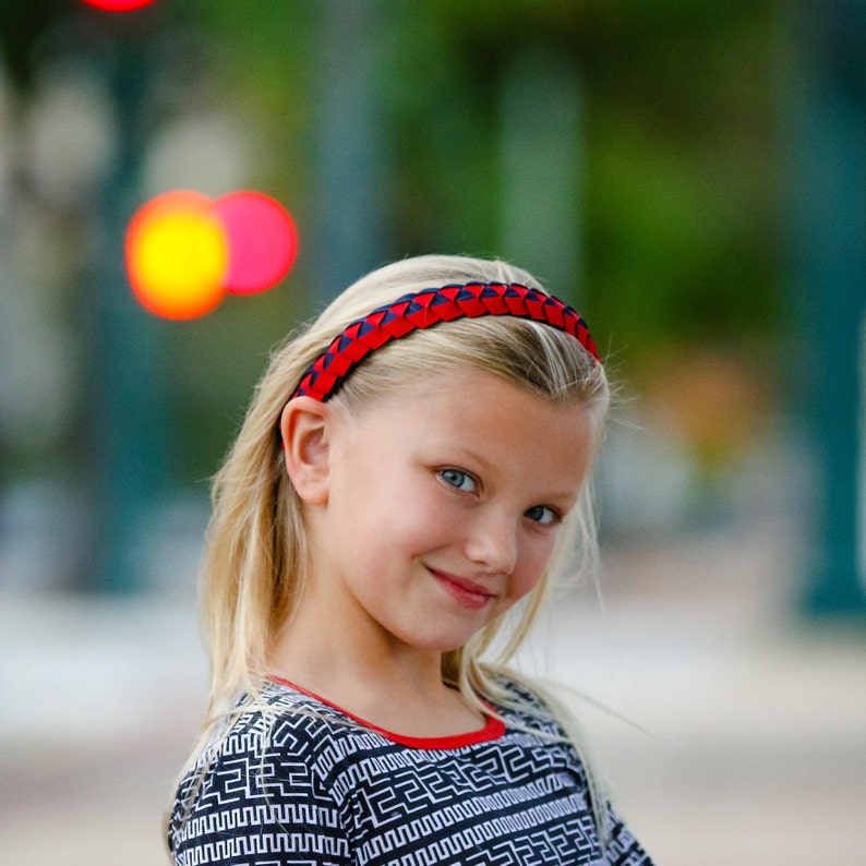 Navy & Red Braided Headband School Uniform Headband School Etsy