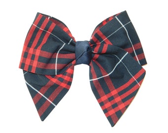 Navy & Red Plaid Hair Bow - School Uniform Hair Bows, Hamilton Plaid Hair Bow, Red and Navy Plaid, Plaid 36, Hamilton Plaid, Plaid Hair Bows