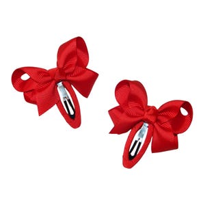 Red Cindy Bows - School Uniform Hair Bows, Red Hair Bows, Small Red Hair Bows, Solid Red Hair Bows, School Uniform Bows