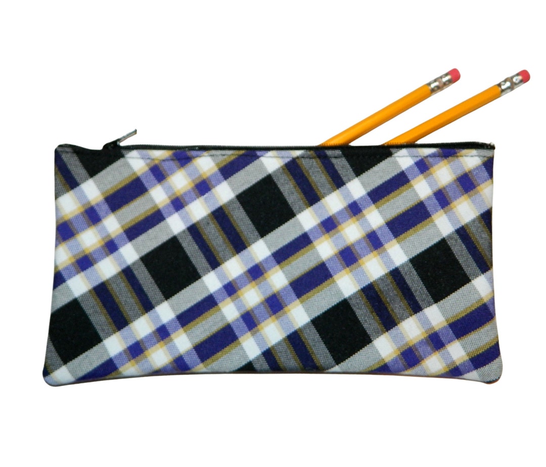 Purple, White & Black Plaid Pencil Case Plymouth Plaid, School Plaid 2M