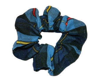 Navy, Red & Yellow Plaid Scrunchie - School Uniform Scrunchies, Plaid Scrunchies, School Plaid 41, Plaid Hair Ties, Plaid Hair Elastics