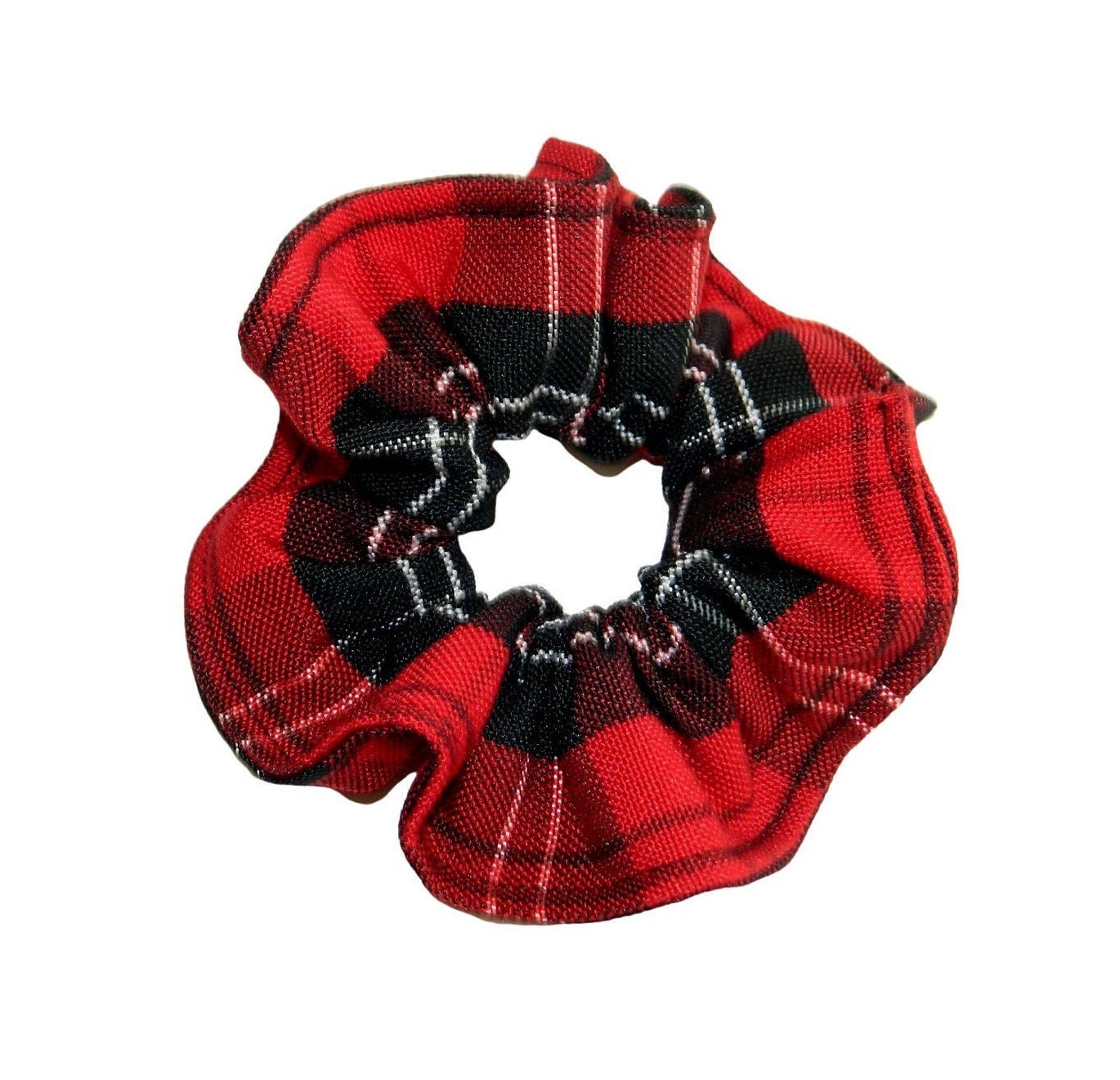 Red & Black Plaid Scrunchie - School Uniform Scrunchie, Red  display picture 3