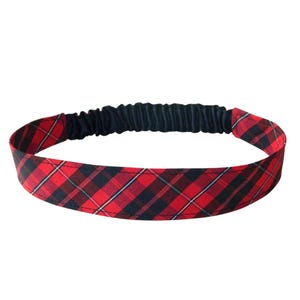 Red, Navy & White Plaid 65 Elastic Headband - School Plaid Headbands, School Uniform Headbands, Red and Navy Plaid, Liberty Plaid, Plaid 65
