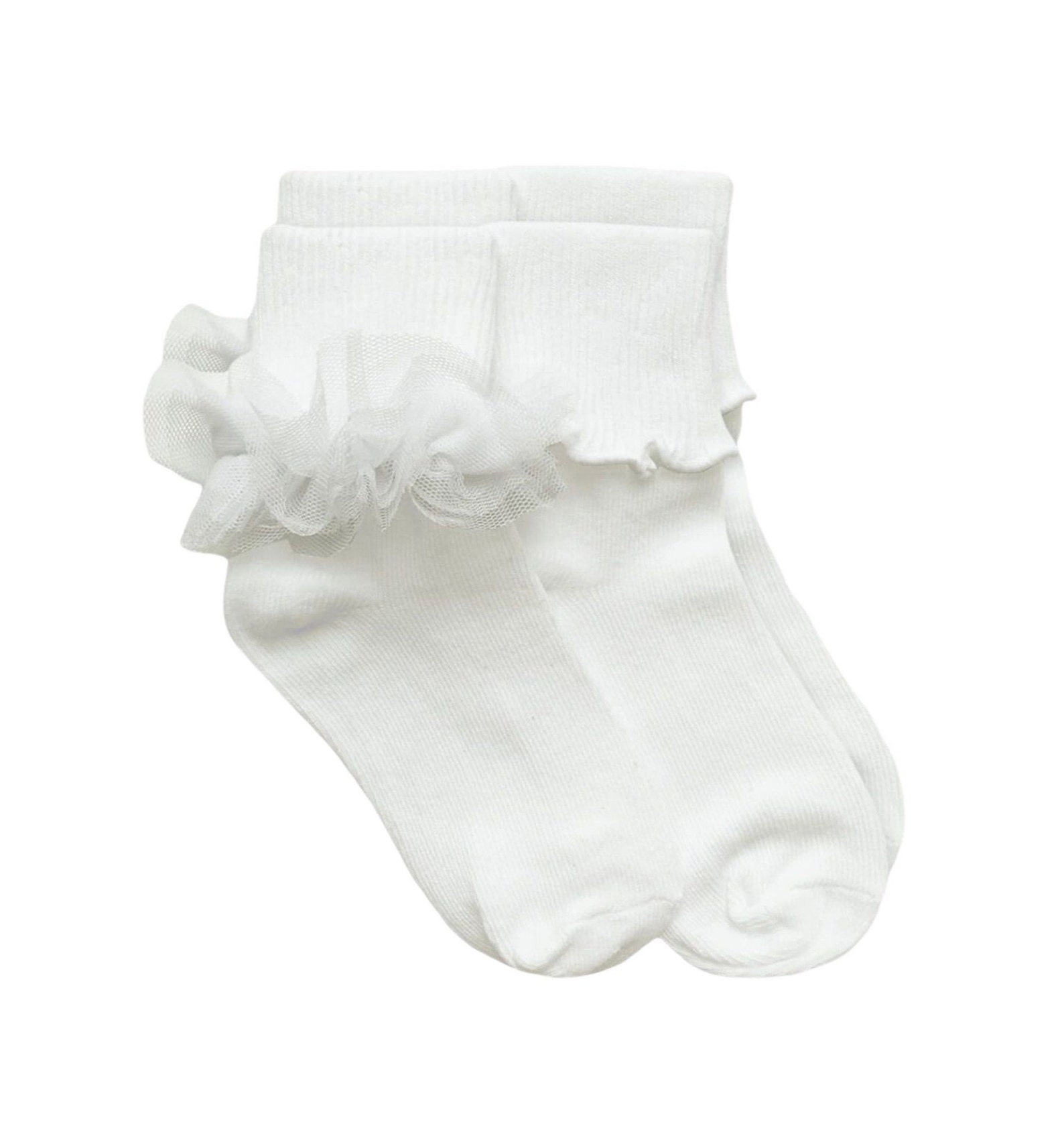 White Ruffle Socks 2 Pack Girl's Lace Socks Communion Etsy